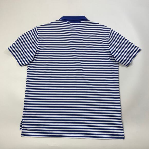 Peter Millar Polo Shirt Mens L Large Royal White Striped Golf The Final Final - Picture 8 of 10